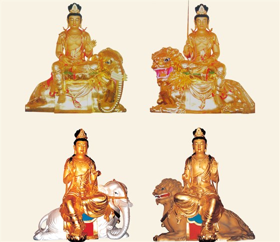文殊,普賢銅佛像