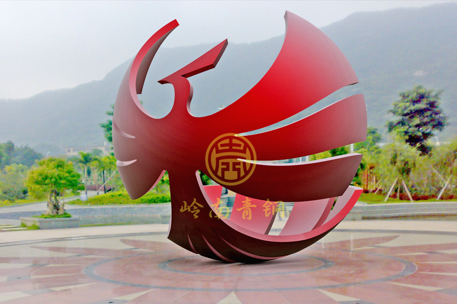 中山華藝集團(tuán)《全球鳳凰》不銹鋼雕塑