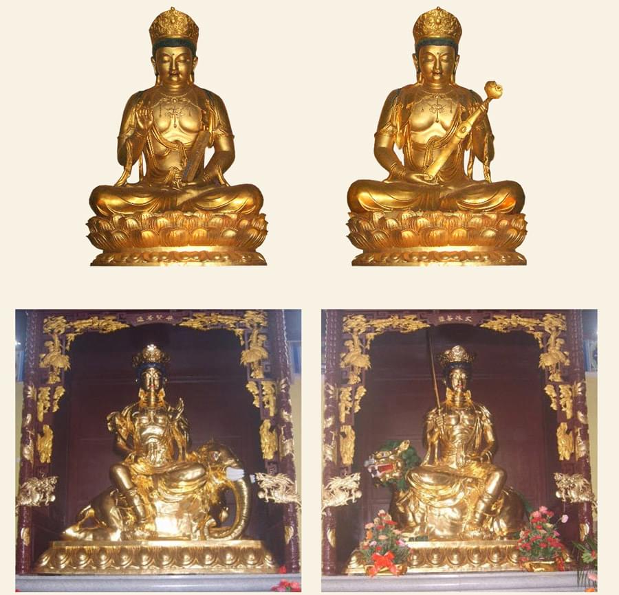 文殊,普賢銅佛像