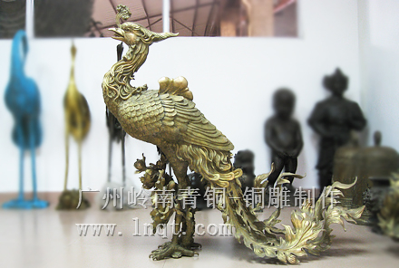 現(xiàn)貨：銅鳳凰雕塑 吉祥擺件（長1.2m 寬0.6m 高1.13m）